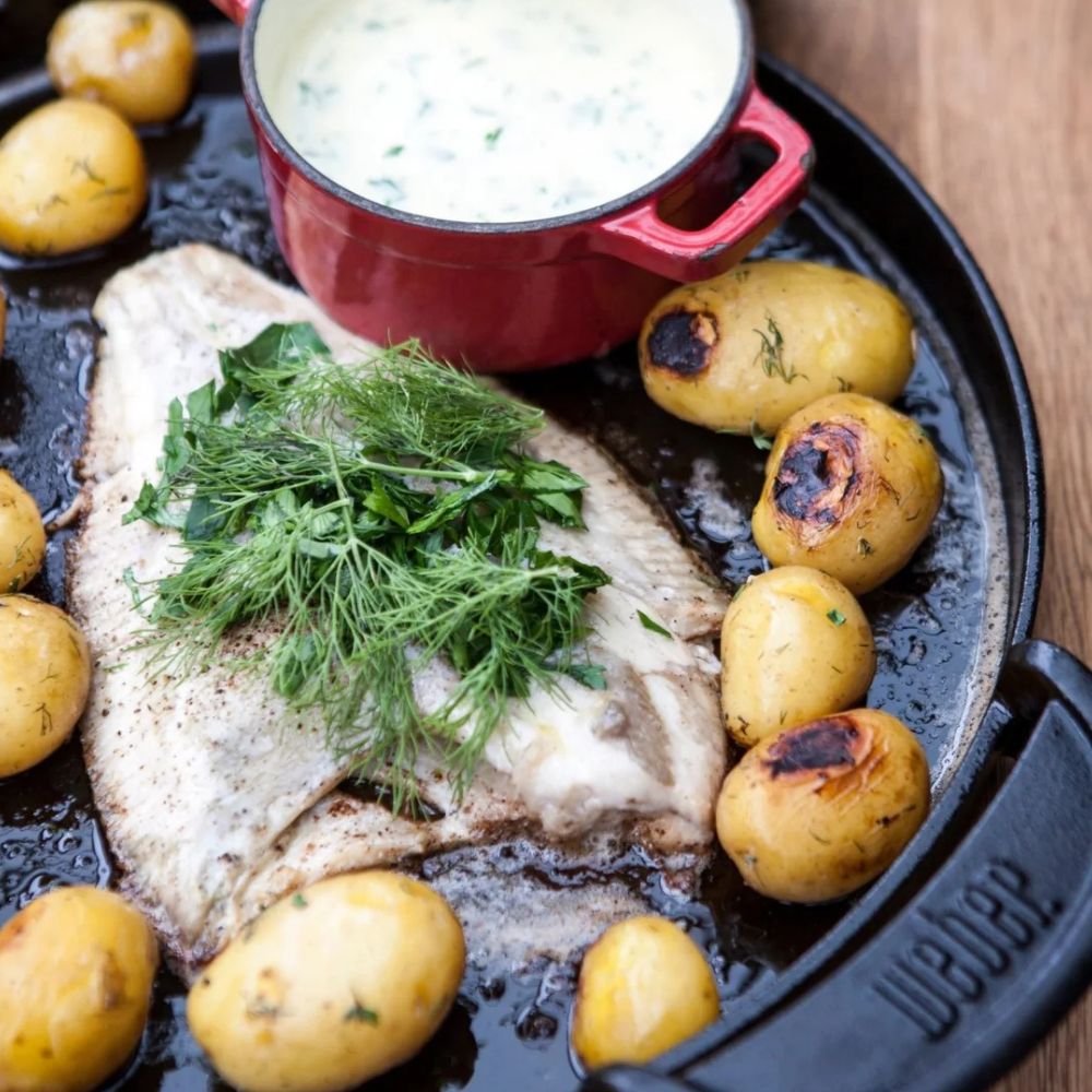 Rødspætte med dressing