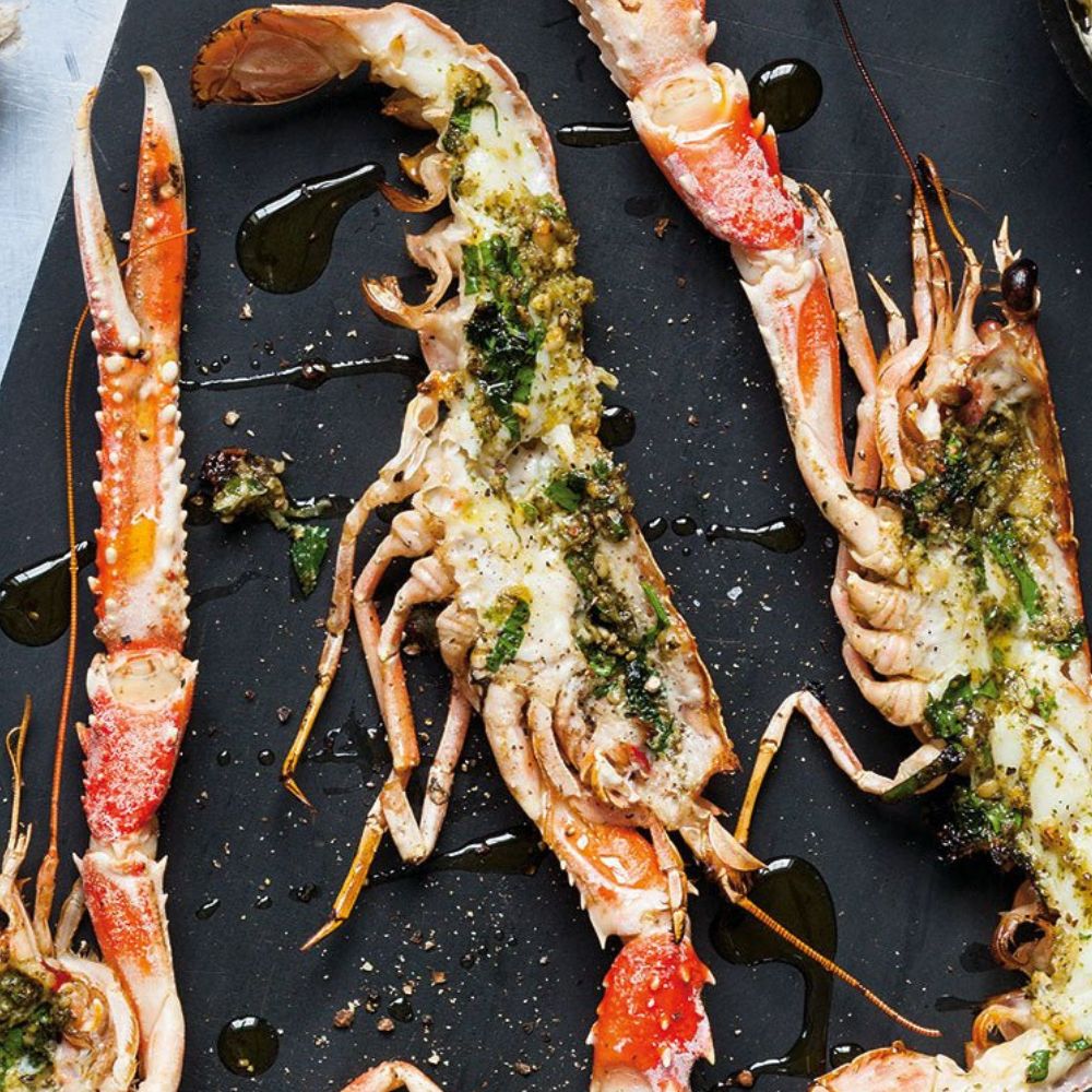 Grillet jomfruhummer med persillepesto - Kystfisken