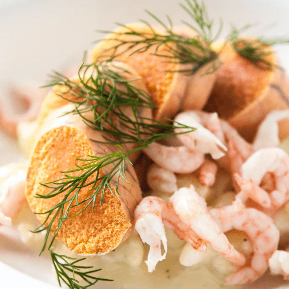 Torskerogn med blomkål og rejer - Kystfisken