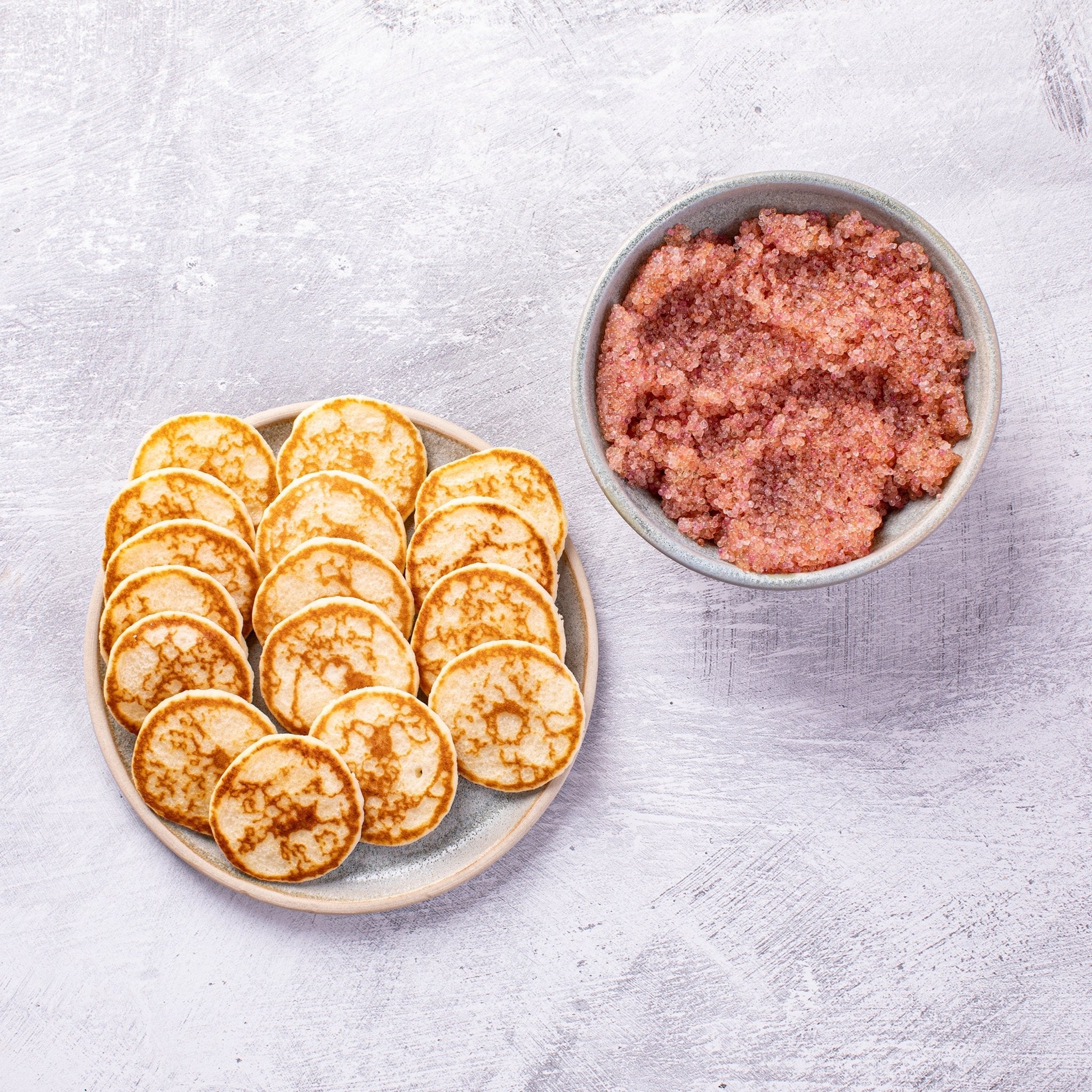 Blinis med stenbiderrogn, dild og creme fraiche (4 personer) - Kystfisken