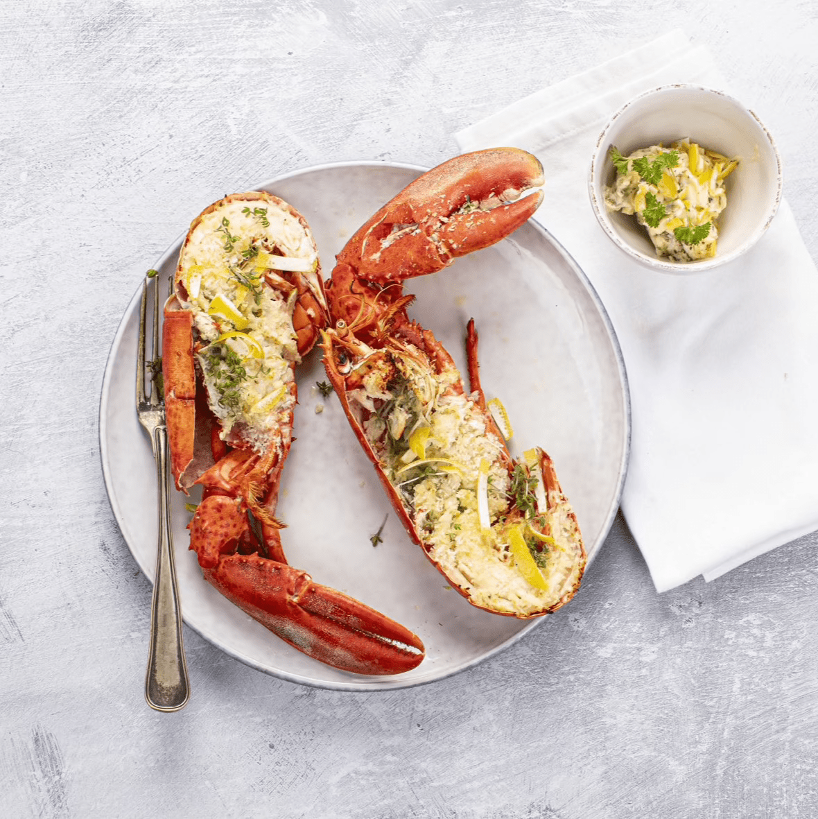 Gratineret hummer med citron og hvidløg - Digital opskrift - Kystfisken