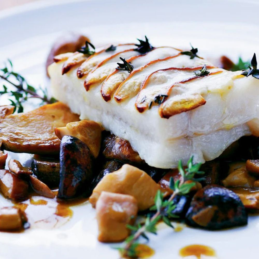 Bagt hellefisk på karl johan svampe