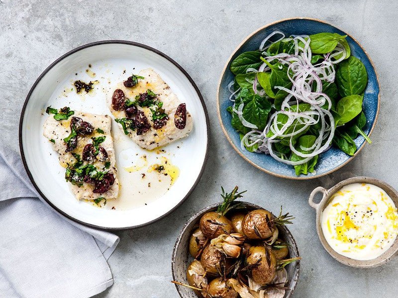 Bagt kulmule med oliven og citroncreme - Kystfisken