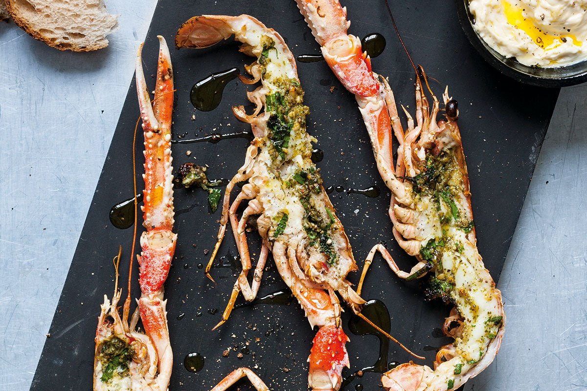 Grillet jomfruhummer med persillepesto - Kystfisken