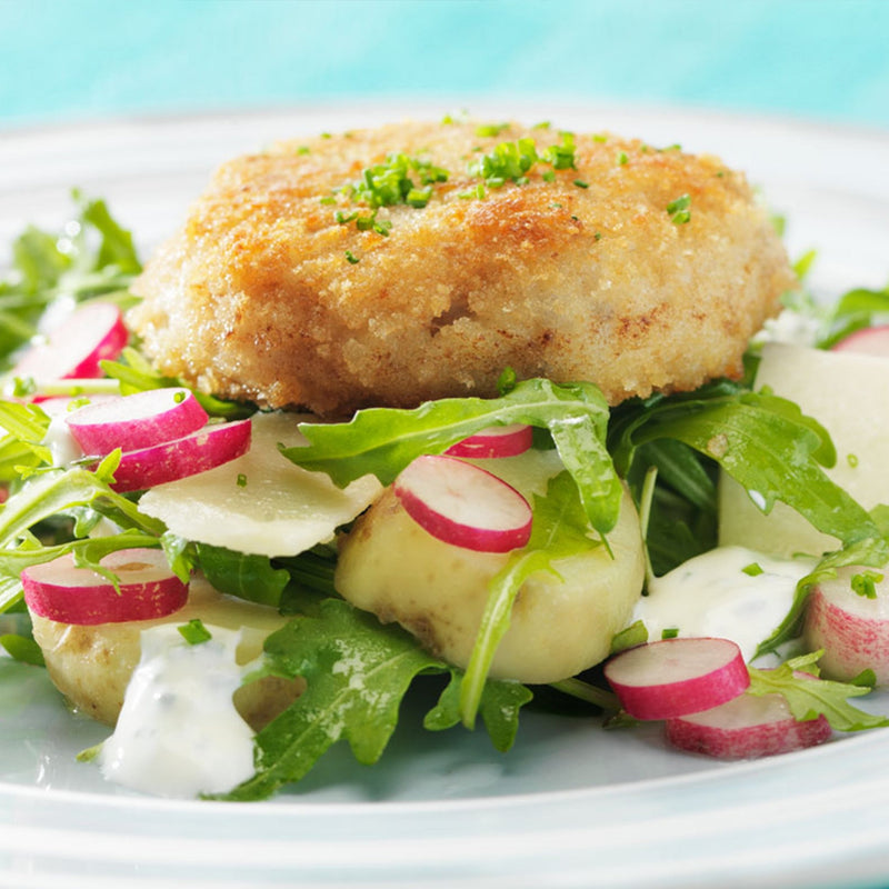 Krebinetter af mørksej med sommergrønt - Kystfisken
