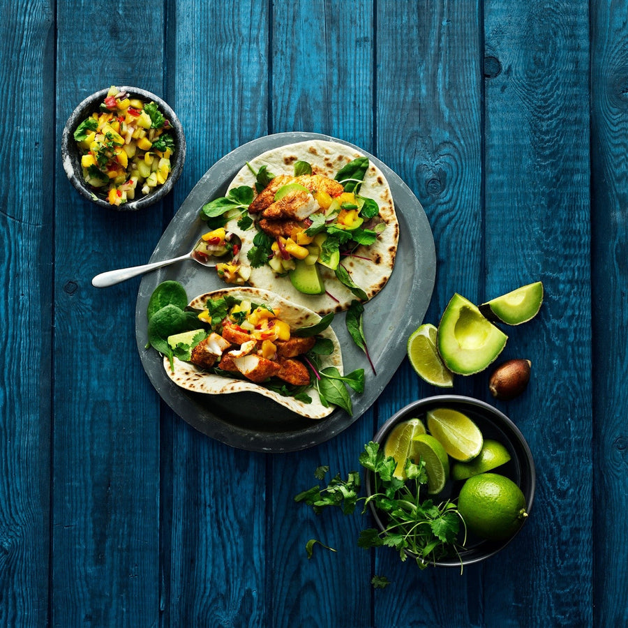 Nem fiske-tacos med mangosalsa