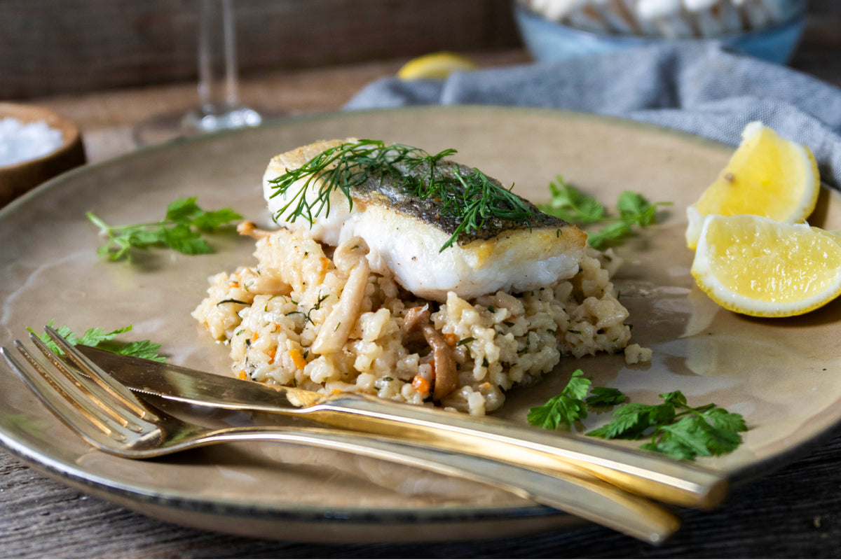 Skindstegt kulmule med risotto