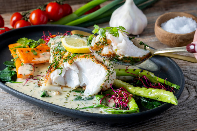 Stegt langefilet med grillede grøntsager