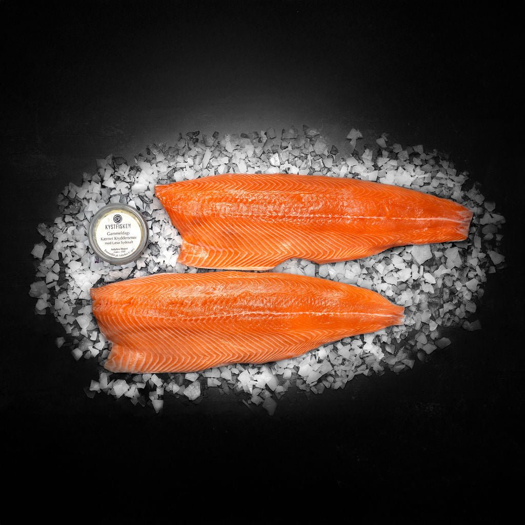 Onsdagstilbud: 2 x Store færøske laksesider + 2 x Gratis gl. kærnet kryddersmør - Kystfisken