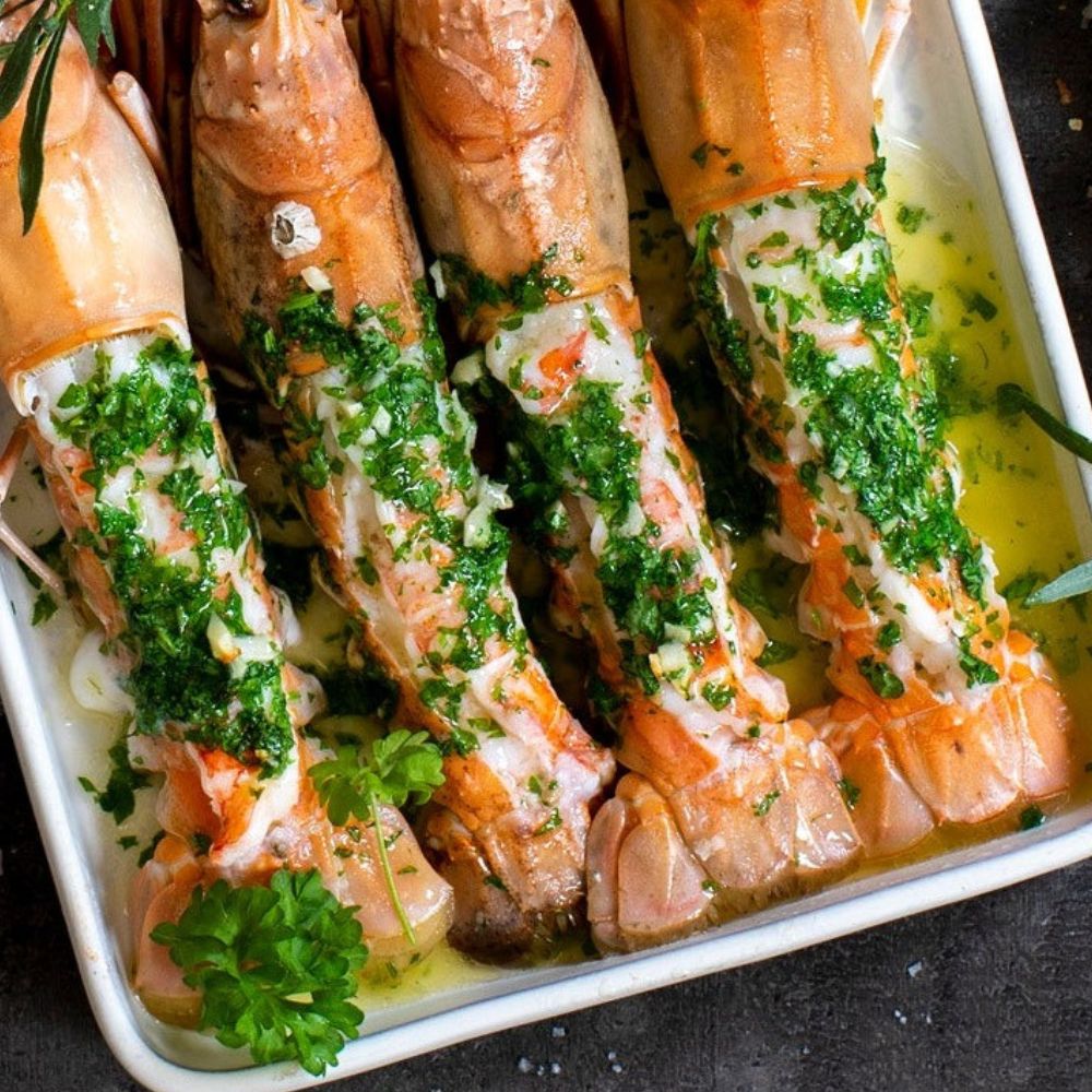 Ugens pakke: 2 kg danske jomfruhummerhaler + Inkl. gratis Kystfiskens kryddersmør - Kystfisken